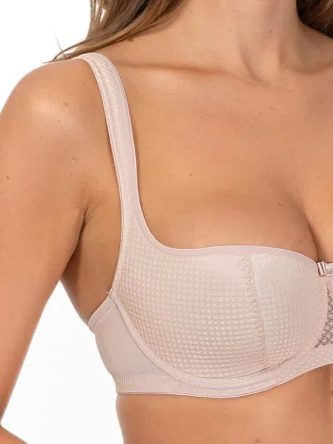 Smooth Lace Padded Balconette Bra. Kamila. Silver Peony