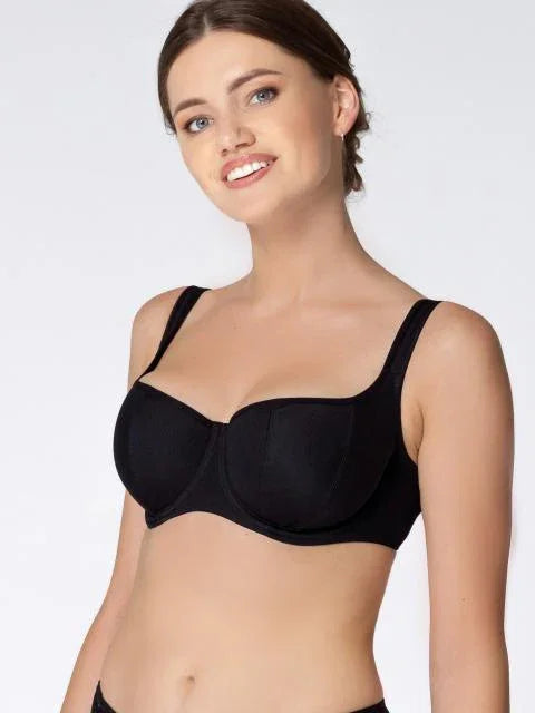 Balconette bra, Non-padded cup Black
