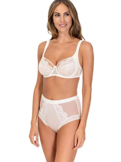Lace And Mesh High-Waist Panty. Jessica. Ivory