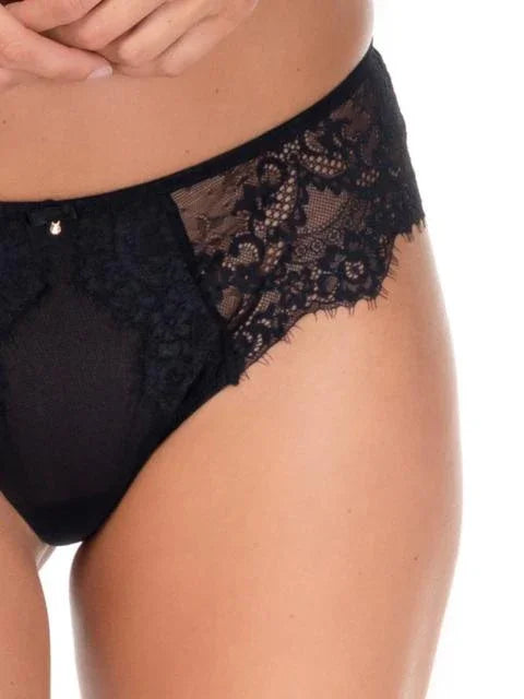Lace And Mesh Brazilian Panty. Jessica. Black