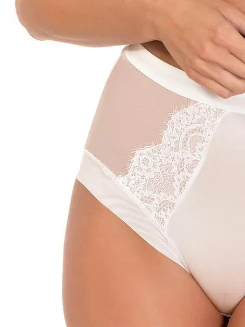 Lace And Mesh High-Waist Panty. Jessica. Ivory