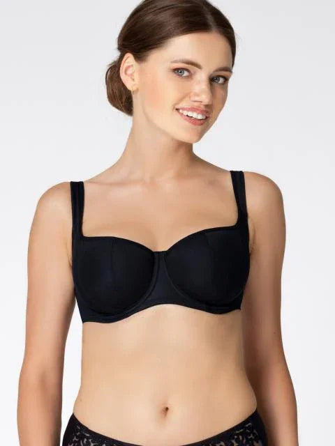 Balconette bra, Non-padded cup Black