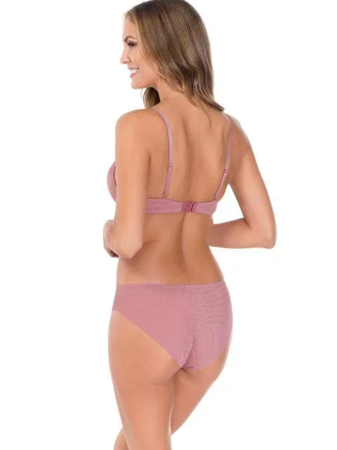 Lace And Mesh Plunge Bra. Jessica. Pink