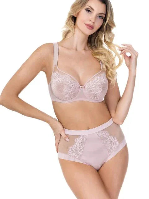 Lace And Mesh High-Waist Panty. Jessica. Light Pink