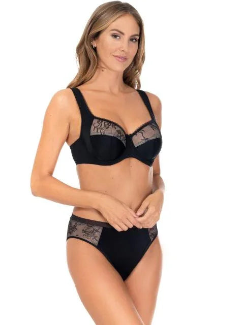 Smooth Lace Half Padded Bra. Laura. Black
