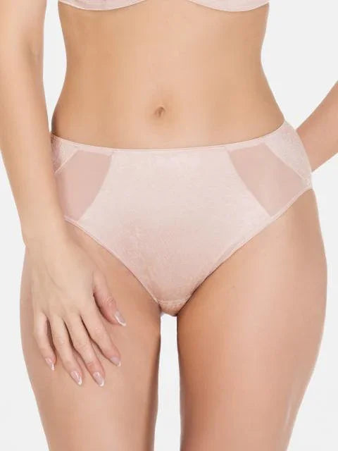 Jacquard Mid-Waist Panty. Sofia. Silver Peony