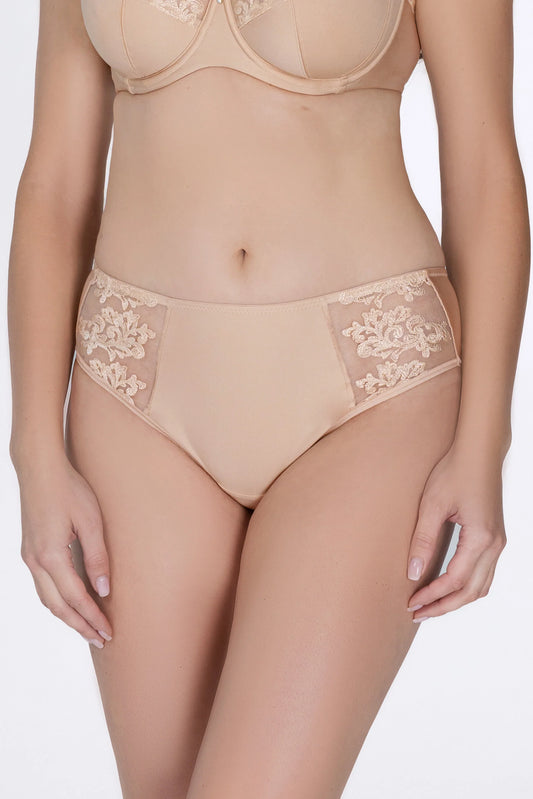Embroidery Classic Panty. Grace. Caramel Milkshake