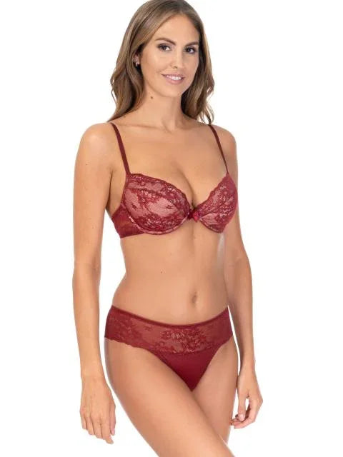 Delicate Lace String Panty. Eliza. Ruby Wine