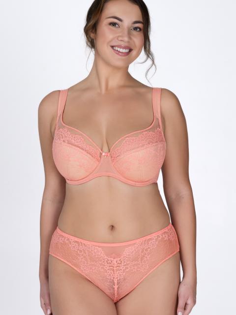 Lace And Mesh Confident Support Bra. Jessica. Tropical Peach