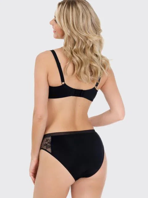 Smooth Lace Padded Balconette Bra. Laura. Black