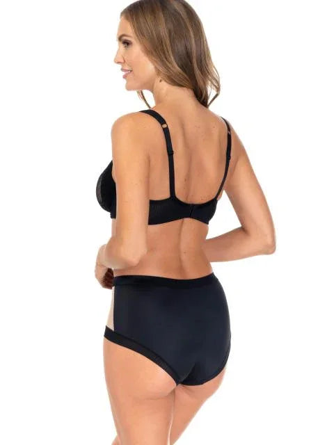Lace and Mesh Unpadded Comfort Bra. Jessica. Black