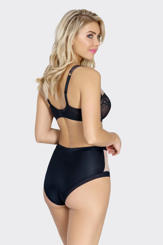Lace And Mesh Confident Support Bra. Jessica. Black - Avarrra