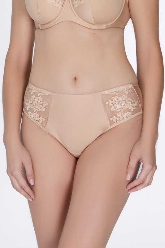 Embroidery Classic Panty. Grace. Caramel Milkshake
