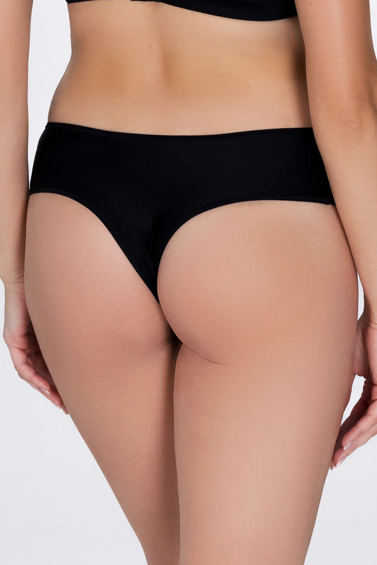Smooth Tanga Panty. Soft Touch. Black