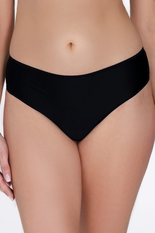 Smooth Tanga Panty. Soft Touch. Black